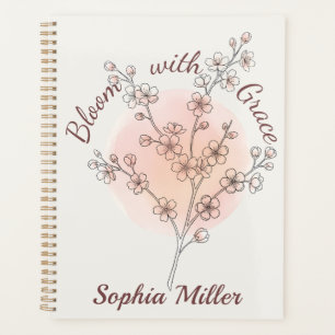 Personalized Cherry Blossom Custom Name Floral Planner