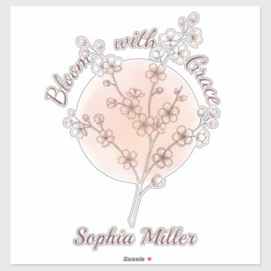 Personalized Cherry Blossom Custom Name Floral Sticker