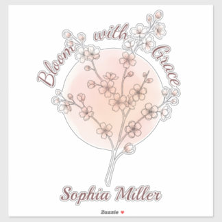 Personalized Cherry Blossom Custom Name Floral Sticker
