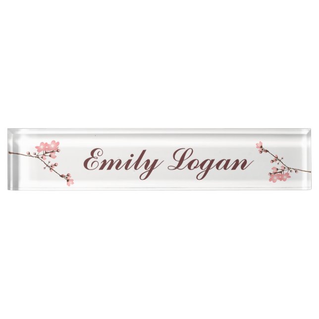 Personalized Cherry Blossom Desk Nameplate (Front)