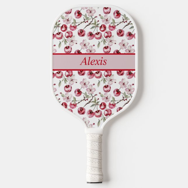 Personalized Cherry Blossom Elegant Floral Design Pickleball Paddle (Front)