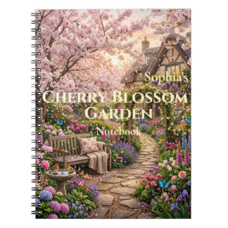 Personalized Cherry Blossom Garden Spiral Notebook