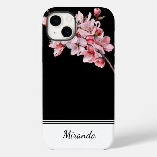 Personalized Cherry Blossom iPhone 14 Plus Case Bk