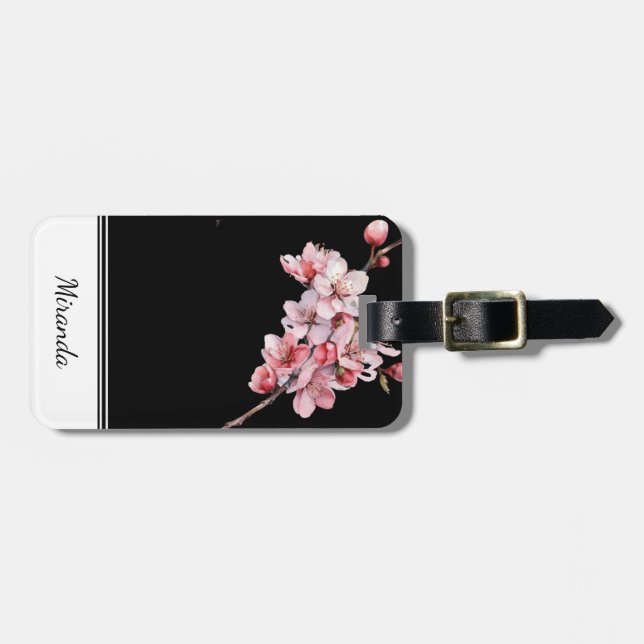 Personalized Cherry Blossom Luggage Tag (Front Horizontal)
