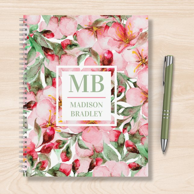 Personalized Cherry Blossom Monogram Namel Notebook (Creator Uploaded)