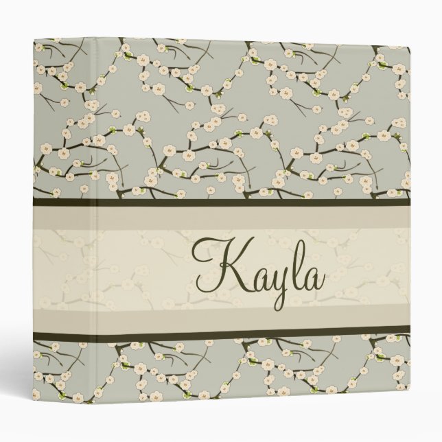 Personalized Cherry Blossom Organizer Binder (Front/Spine)