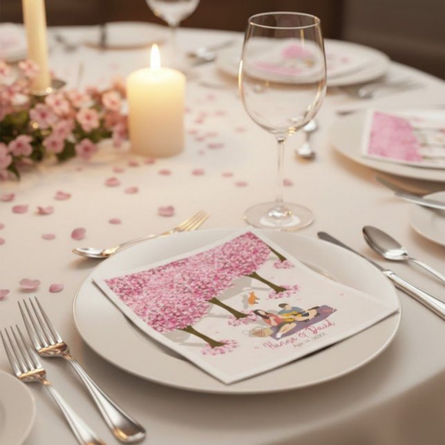 Personalized Cherry Blossom Picnic Napkins (Creator Uploaded)