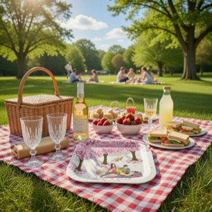 Personalized Cherry Blossom Picnic Square  Paper Plates