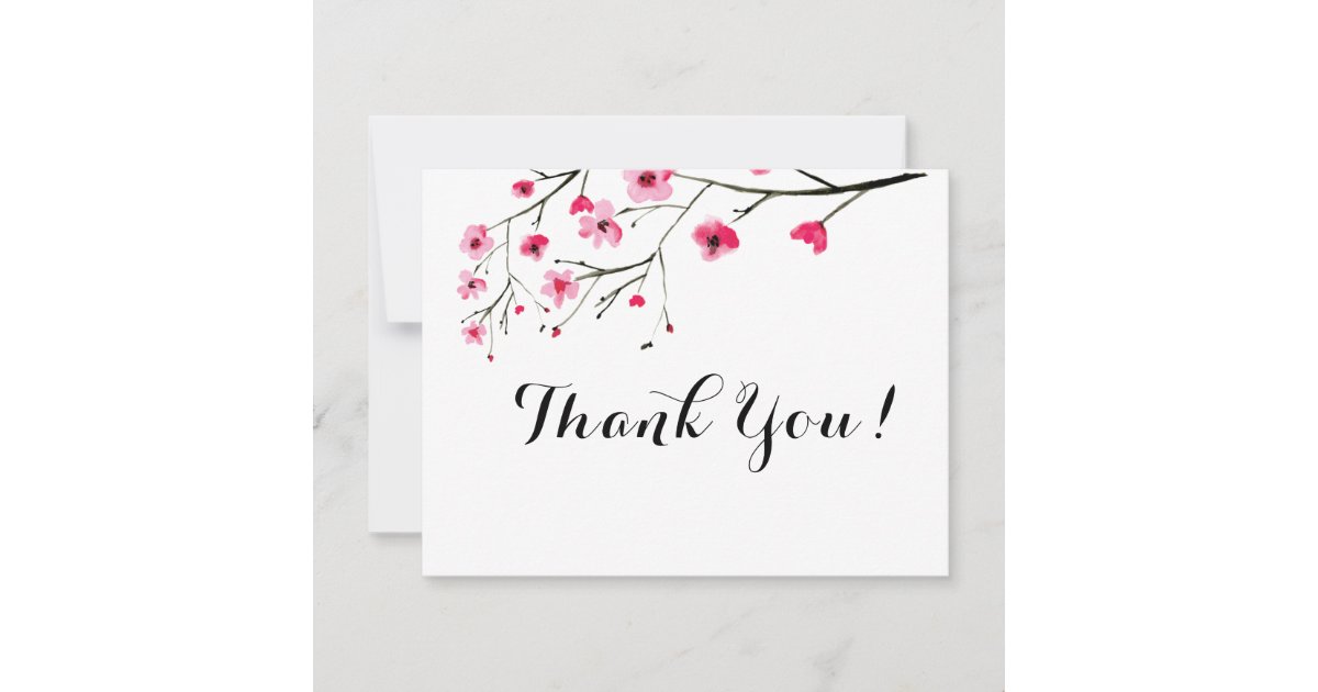 Personalized Cherry Blossom watercolor - Thank you Invitation | Zazzle
