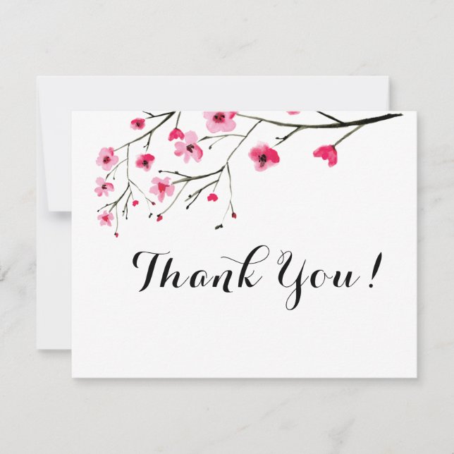 Personalized Cherry Blossom watercolor - Thank you Invitation (Front)