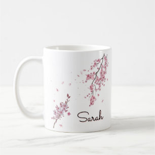 Personalized Cherry Blossom with Custom Name Coffee Mug