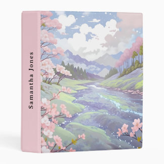 Personalized Cherry Blossoms Pastel Landscape Mini Binder