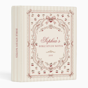Personalized Cherry Bow Bible Study Mini Binder