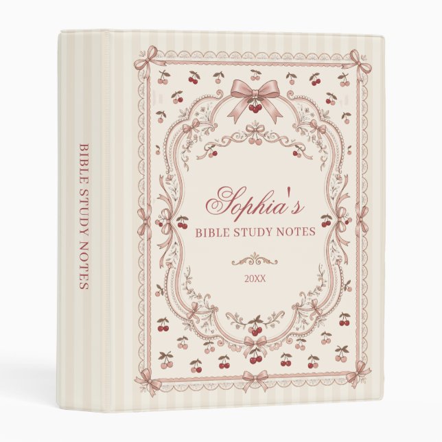 Personalized Cherry Bow Bible Study  Mini Binder (Front/Spine)