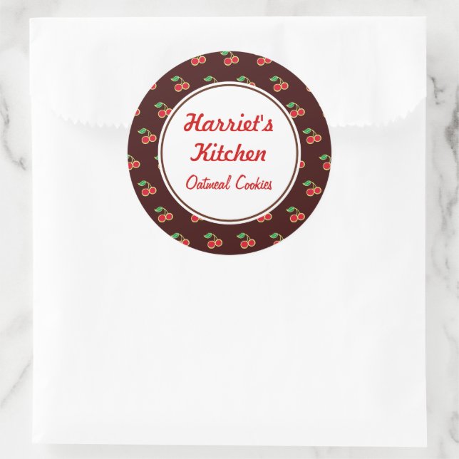 Personalized Cherry Kitchen Baking Gift Stickers (Bag)