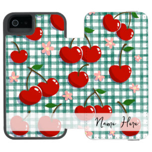Personalized Cherry on Green Gingham Phone Case –