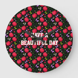Personalized cherry pattern large clock