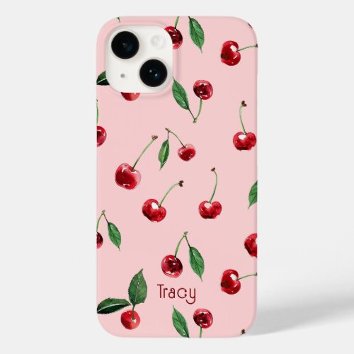 Personalized Cherry phone case pink Case_Mate iPhone 14 Case