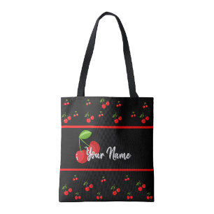 Personalized Cherry print Tote Bag