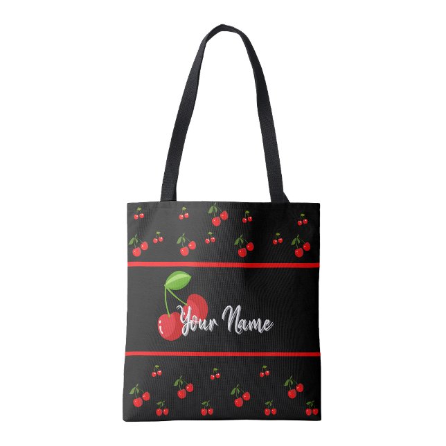 Personalized Cherry print Tote Bag (Cherry print shopping Book Tote Bag)