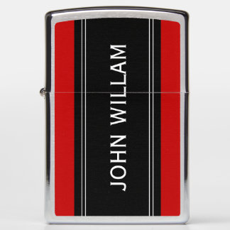 Personalized Cherry Red Black and White Monogram Zippo Lighter