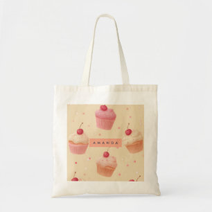 Personalized Cherry Sweet Cupcake Pattern Tote Bag