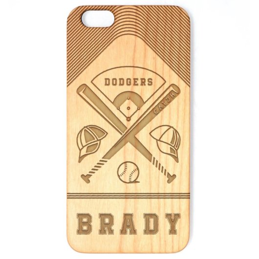 Personalized Cherry Wood iPhone Baseball Case (Front)
