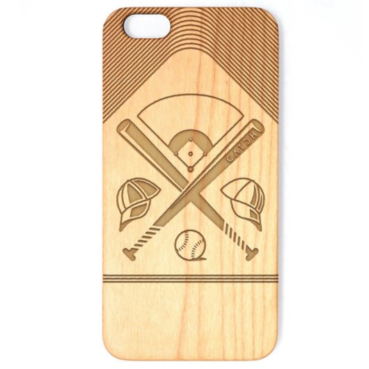 Personalized Cherry Wood iPhone Baseball Case (Front)