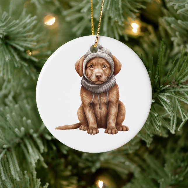 Personalized Chesapeake Bay Retriever Dog Ceramic Ornament (Tree)