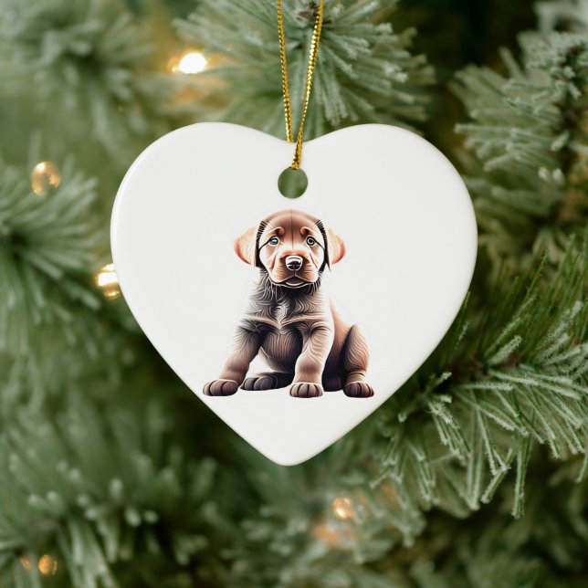 Personalized Chesapeake Bay Retriever Puppy Ceramic Ornament (Tree)