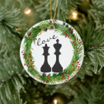 Personalized Chess Black King, Queen Couple Love Ceramic Ornament at Zazzle