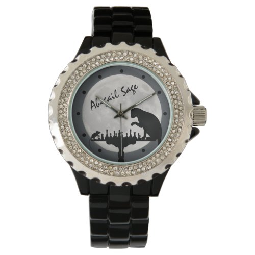 Personalized Chess Full Moon Cat and Mouse Game Watch