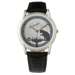 Personalized Chess Full Moon Cat and Mouse Game Watch