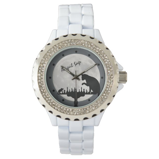 Personalized Chess Full Moon Cat and Mouse Game Watch (Front)