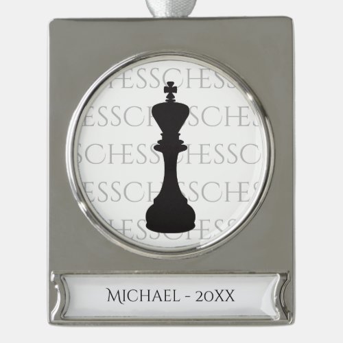 Personalized Chess King Classic Piece Modern Silver Plated Banner Ornament