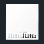 Personalized Chess Piece Black White  Notepad<br><div class="desc">Classic black and white chess notepad for chess lovers,  featuring chess figures in a geometric pattern. Modern chess pieces design</div>