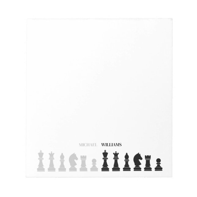 Personalized Chess Piece Black White  Notepad (Front)