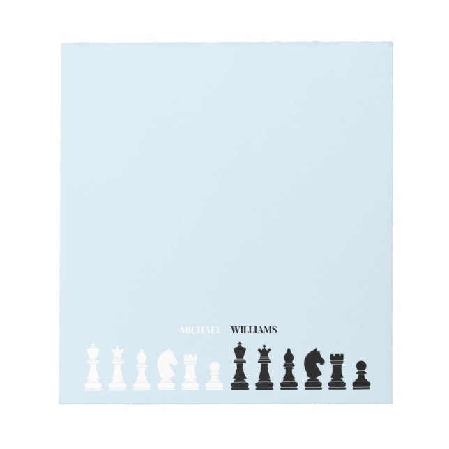 Personalized Chess Piece Blue Notepad (Front)
