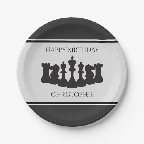 Personalized Chess Pieces Chess King Birthday Paper Plates