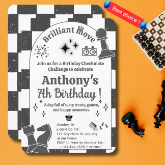 Personalized Chess Tournament Birthday For Boys Invitation