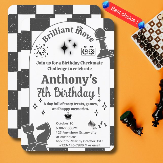 Personalized Chess Tournament Birthday For Boys Invitation (Creator Uploaded)