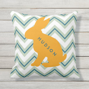 Personalized Chevron Animal Nursery Set of 4 Bunny Throw Pillow