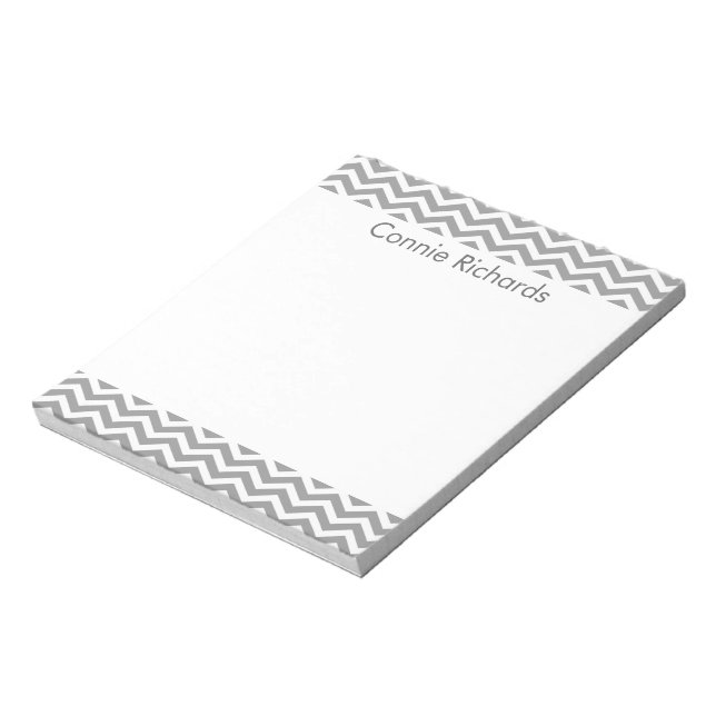 Personalized Chevron Notepad - gray (Rotated)