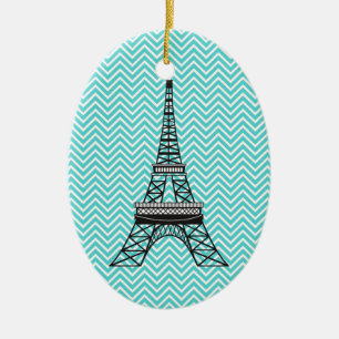 Personalized Chevron Paris Eiffel Tower Ornament