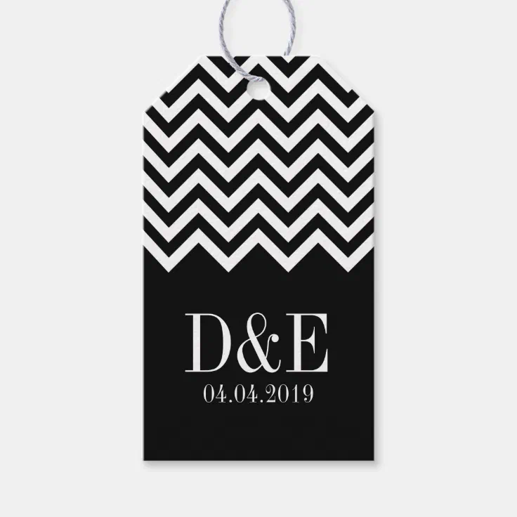Personalized chevron print wedding favor gift tags | Zazzle