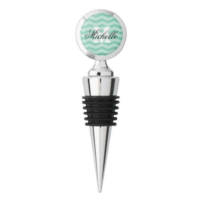 Personalized chevron zig zag pattern wine stopper (Front)