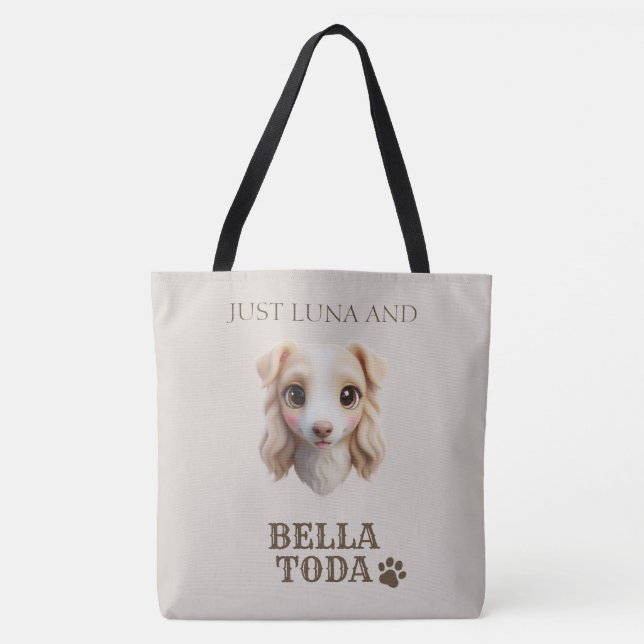Personalized Chibi Dog & Owner Name Tote (Front)