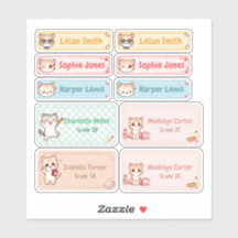 Personalized Chibi Kitten Name Labels