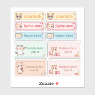 Personalized Chibi Kitten Name Labels