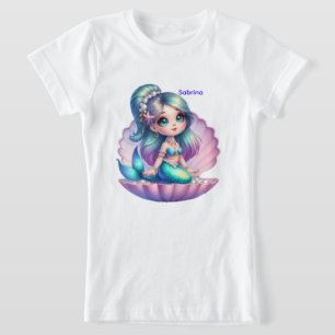 Personalized Chibi Mermaid in Shell T-Shirt